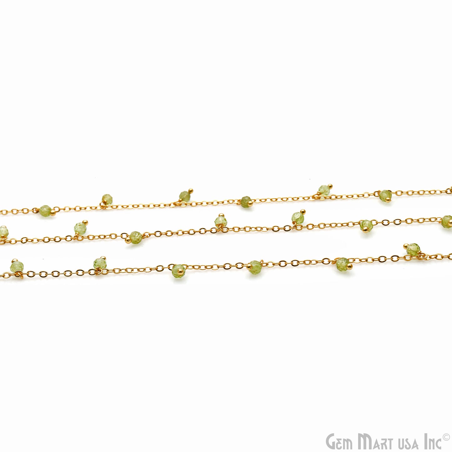 Peridot Faceted Beads Gold Wire Wrapped Cluster Rosary Chain (763770994735)