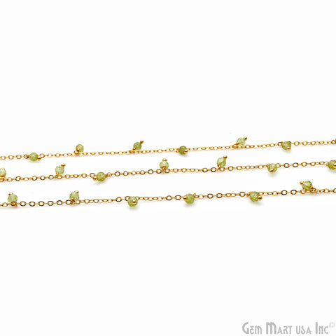 Peridot Faceted Beads Gold Wire Wrapped Cluster Rosary Chain (763770994735)