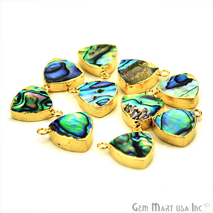 Abalone Shell 14mm Trillion Shape Gold Electroplated Gemstone Connector - GemMartUSA