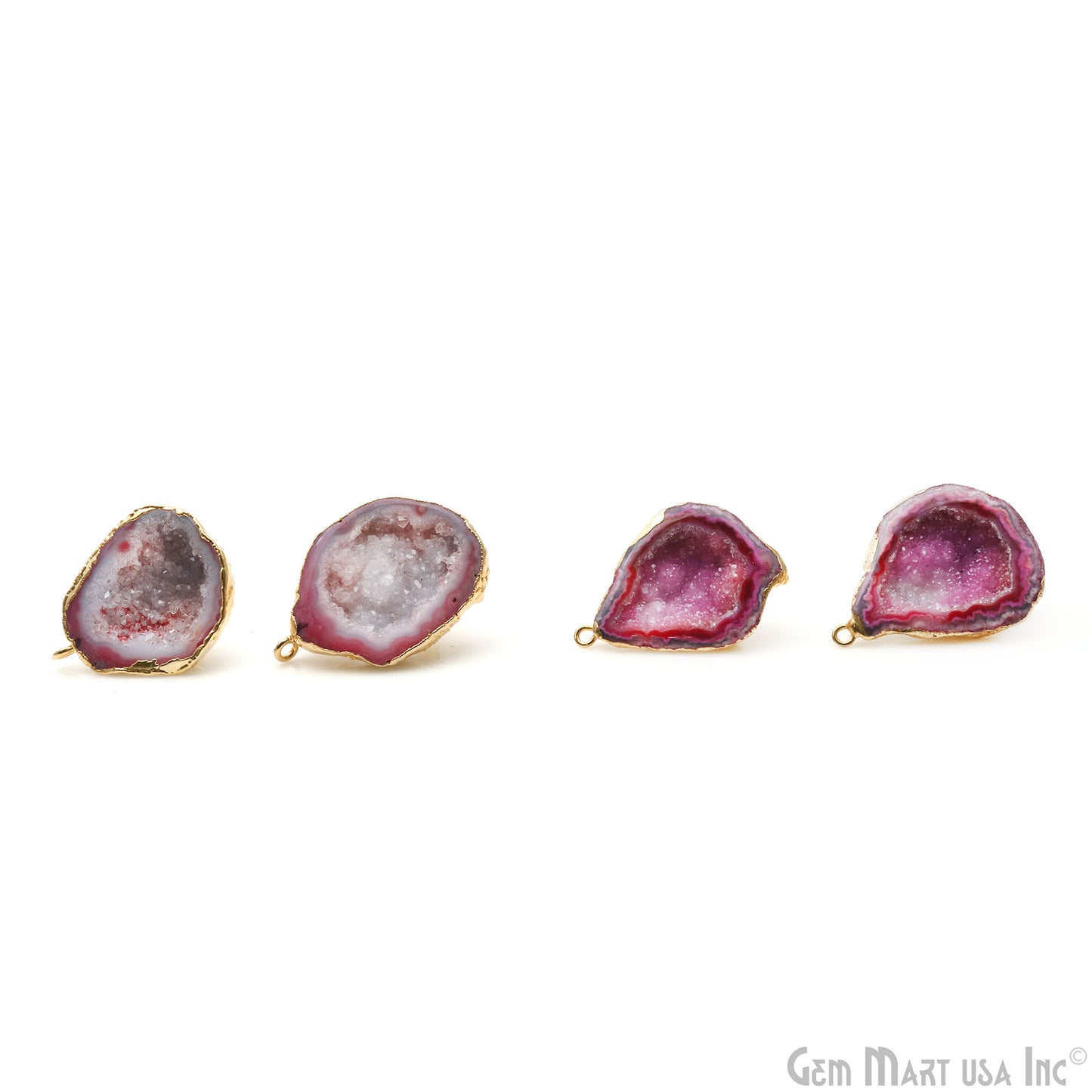 DIY Agate Slice Geode Druzy 30x21mm Gold Electroplated Loop Connector Studs Earrings