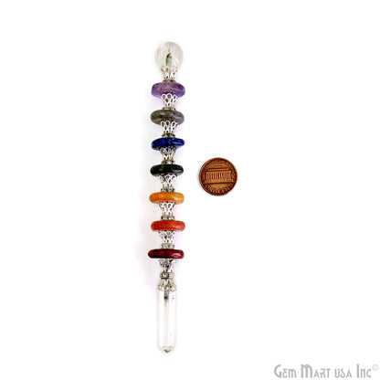 7 Chakra Round Crystal Wand 6-Inch,19mm Tumbled Stones with Crystal Ball for Spiritual Healing, Energy Balancing & Aura Cleansing