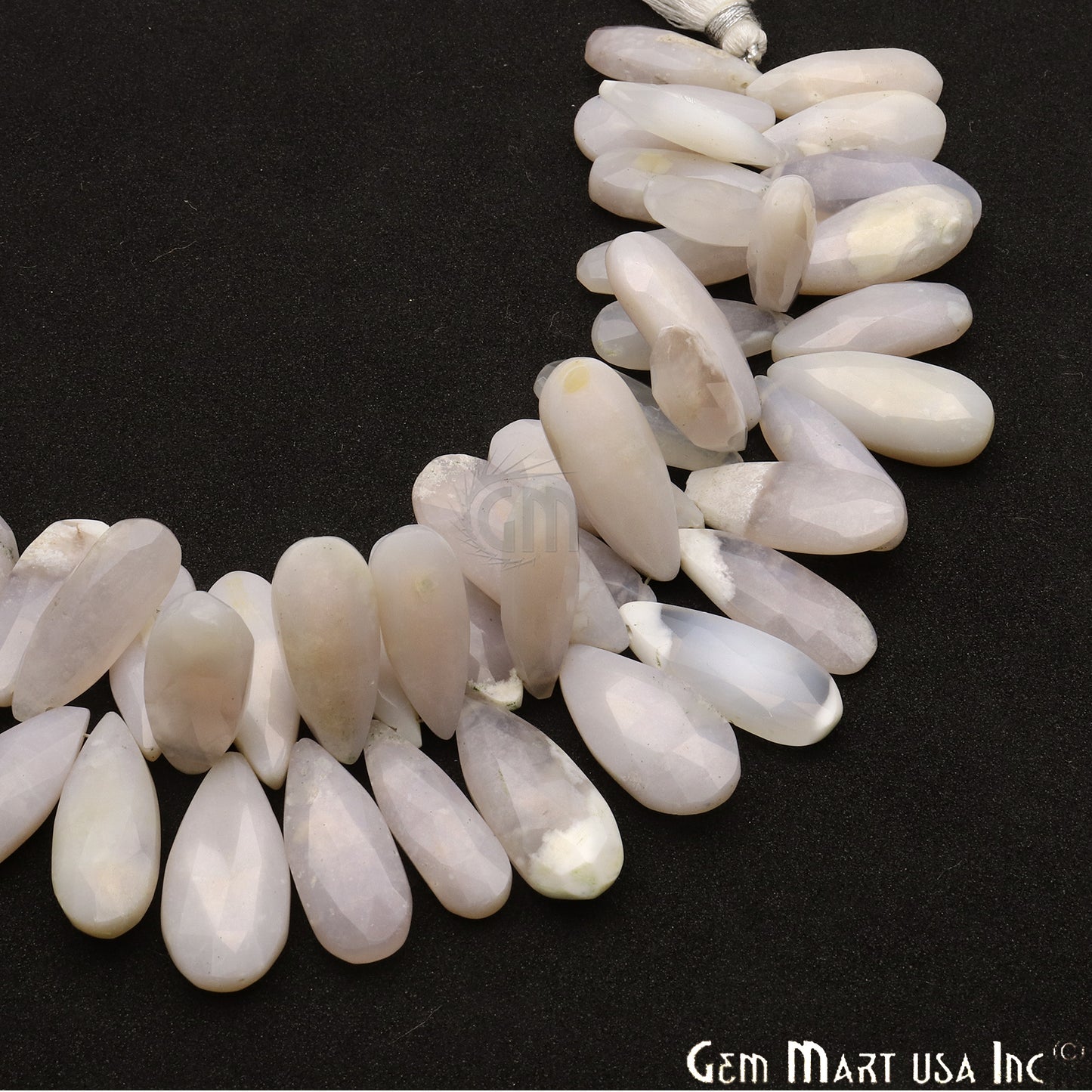 White Agate Pears 28x10mm Crafting Beads Gemstone Briolette Strands 8 Inch - GemMartUSA