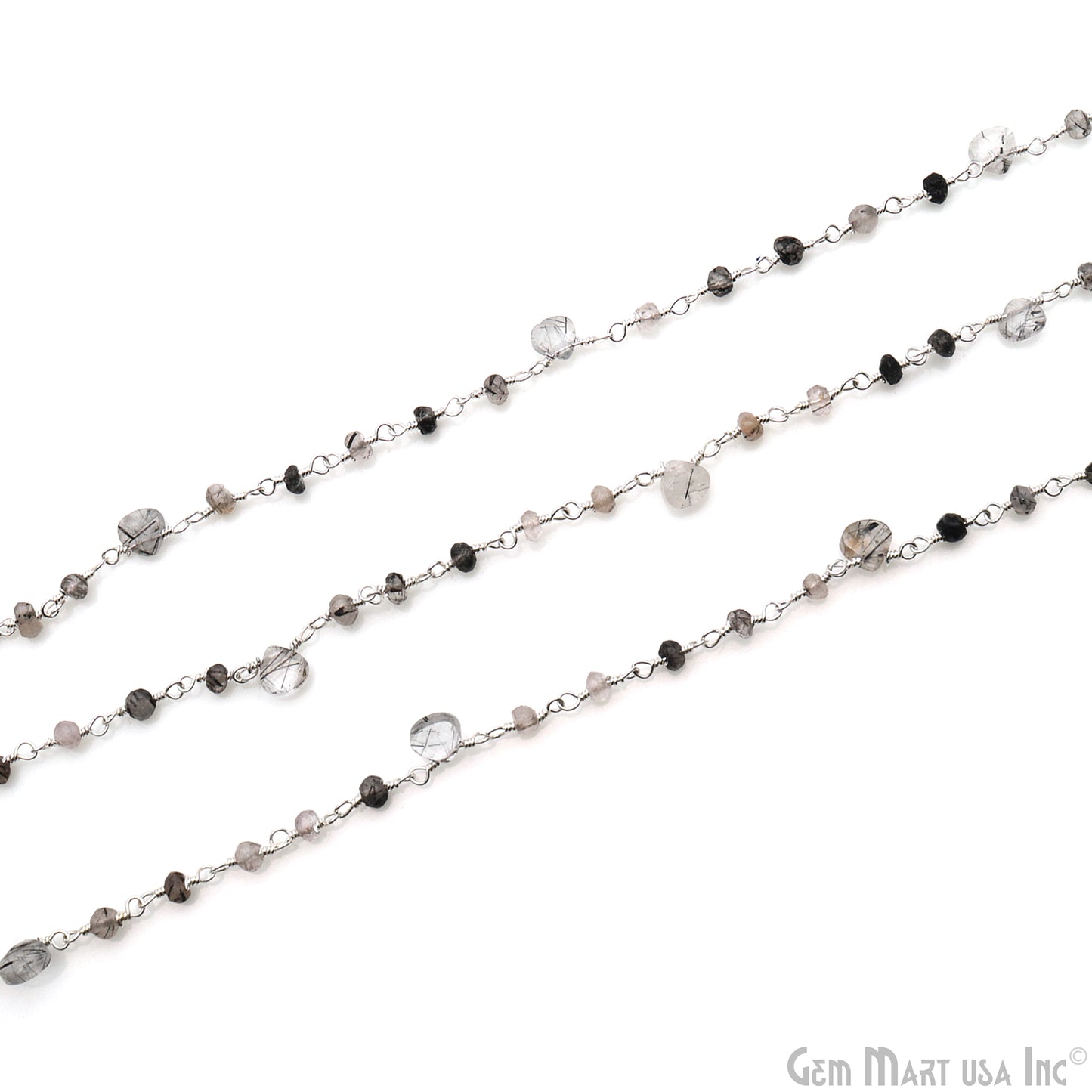 Rutilated Faceted Beads Silver Wire Wrapped Beads Rosary Chain