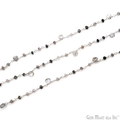 Rutilated Faceted Beads Silver Wire Wrapped Beads Rosary Chain