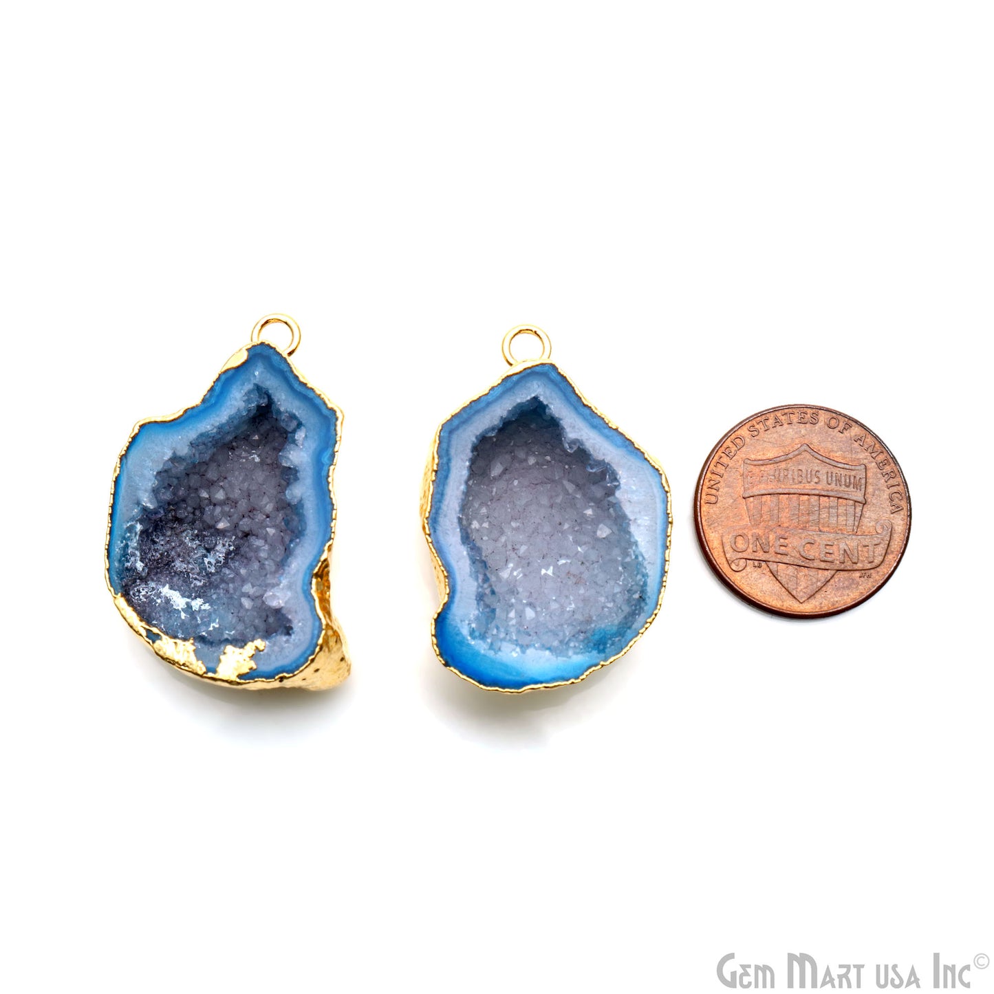 Geode Druzy 33x23mm Organic Gold Electroplated Single Bail Gemstone Earring Connector 1 Pair