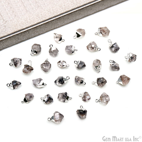 Rough Herkimer Diamond 19x9mm Edged Single Bail Connector Charm (Pick Your Plating)