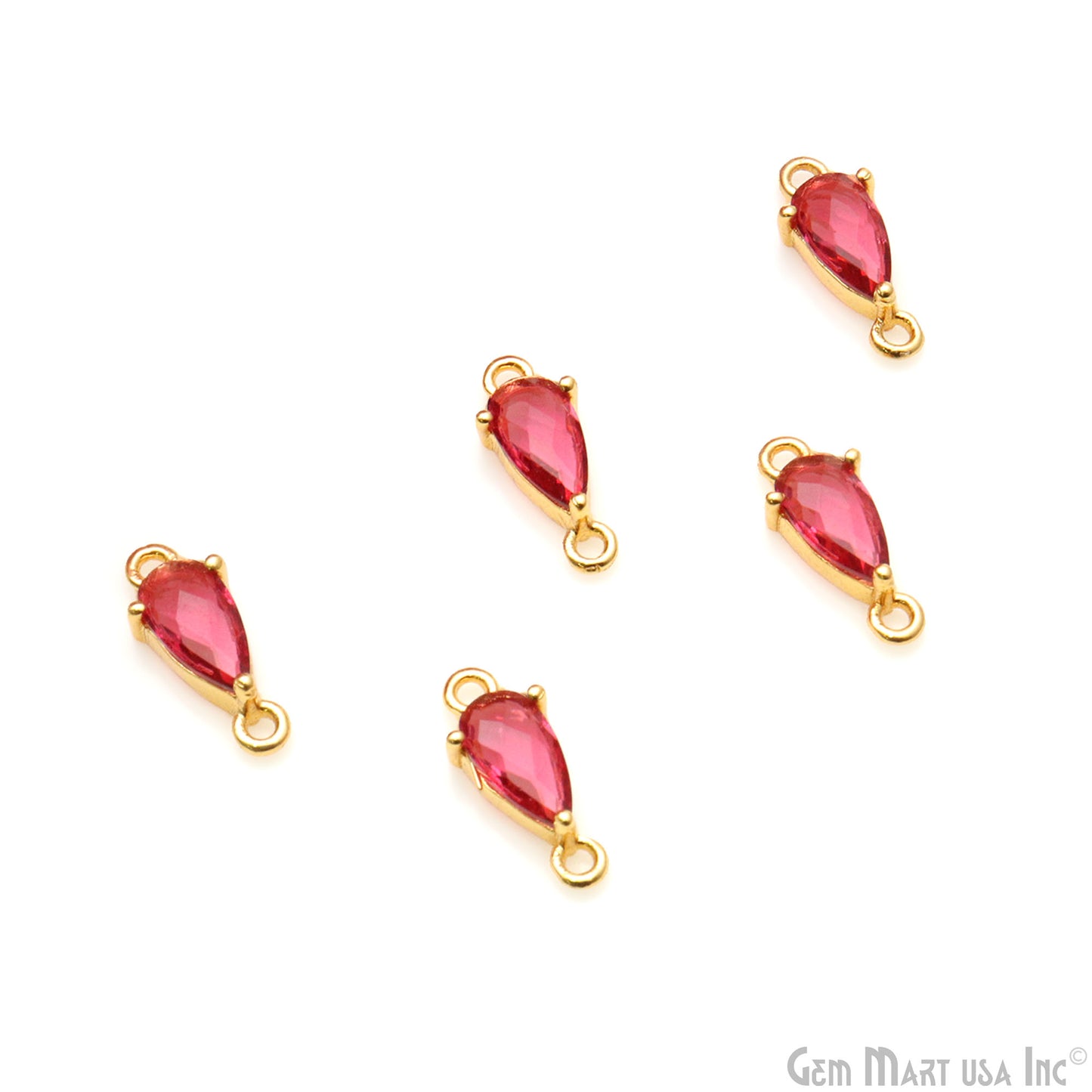 Faceted Pears 8x4mm Prong Gold Plated Double Bail Connector