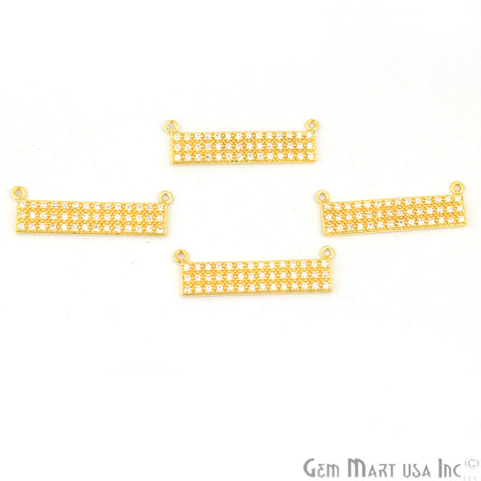 Cubic Zircon Pave 'Bar' Gold Vermeil Charm For Bracelet & Pendants - GemMartUSA