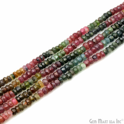 Multi Tourmaline Faceted 6-7mm Gemstone Beads Rondelle Strand 14"