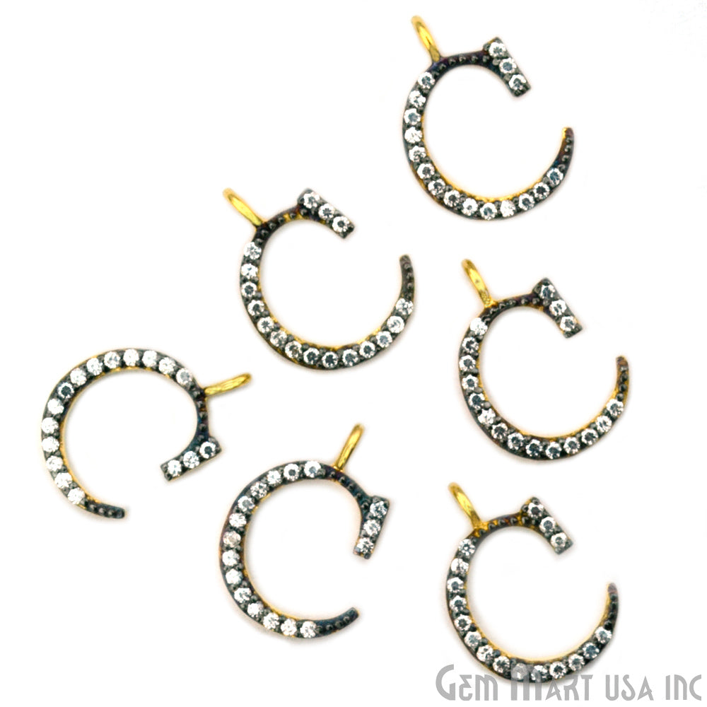 C' Alphabet Charm CZ Pave Gold Vermeil Charm for Bracelet & Pendants - GemMartUSA
