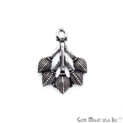 Tulip Shape Oxidized 25x19mm Charm For Bracelets & Pendants - GemMartUSA