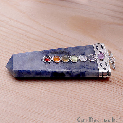 DIY 7 Chakra Healing Gemstone Silver 60x20mm Terminated Pendant (Pick Stone) - GemMartUSA