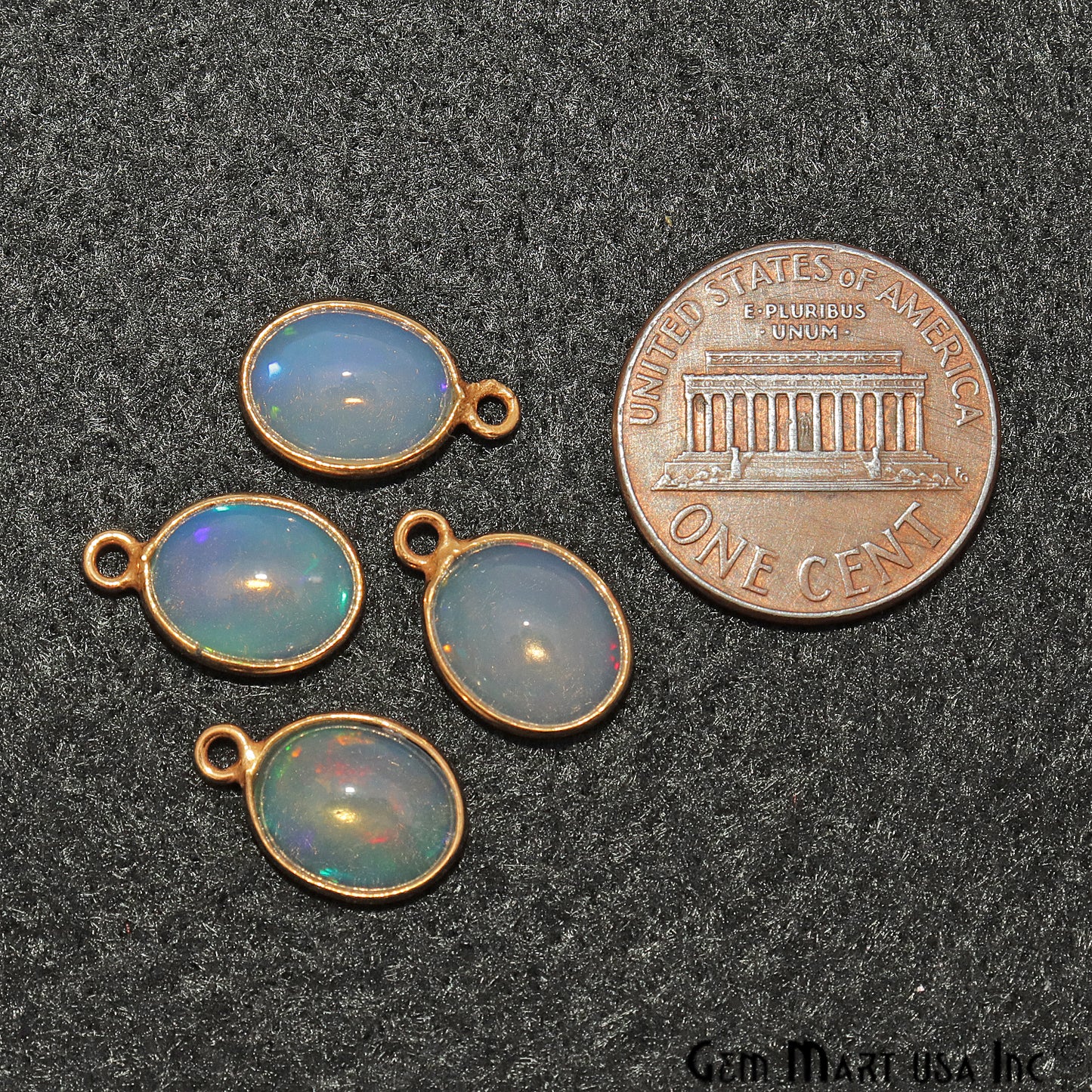 Opal Cabochon Oval 8x10mm Gold Plated Single Bail Gemstone Connector - GemMartUSA