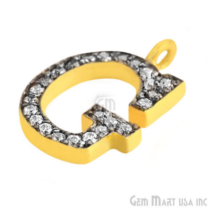 G' Alphabet Charm CZ Pave Gold Vermeil Charm for Bracelet & Pendants - GemMartUSA