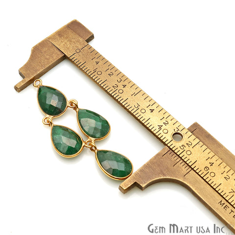 DIY Emerald 44x19mm Pear Shape Gold Bezel Component Connector - GemMartUSA