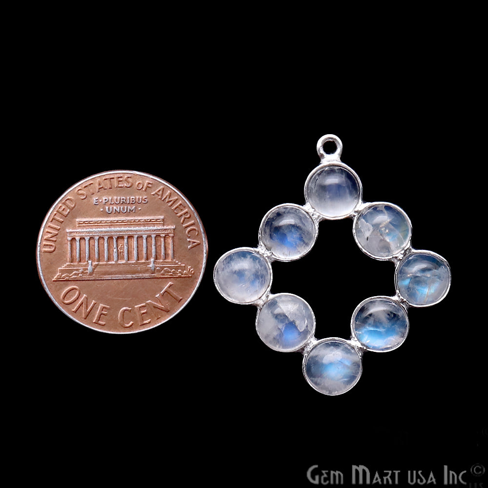 DIY Rainbow Moonstone 30x22mm Silver Plated Chandelier Finding Component - GemMartUSA