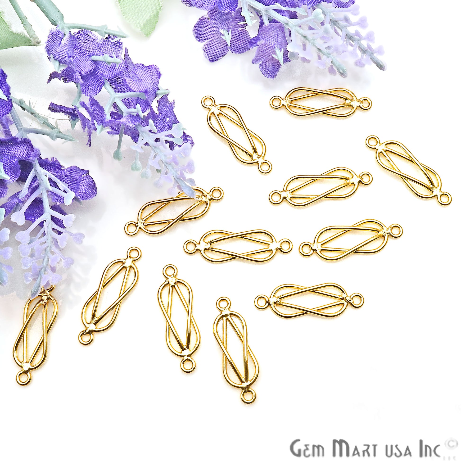 5pc Lot Gold Plated Jewelry Finding, Bracelet Charm, Earring Charm, Round Finding - GemmartUSA