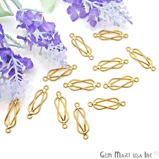 5pc Lot Gold Plated Jewelry Finding, Bracelet Charm, Earring Charm, Round Finding - GemmartUSA