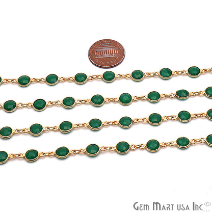 Green Onyx 5mm Bezel Link Gold Plated Continuous Connector Chain - GemMartUSA