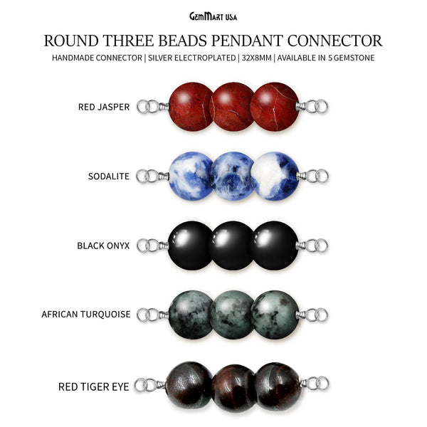 Round Gemstone Three Beads...