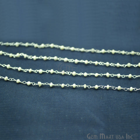 Howlite Faceted Silver Plated Wire Wrapped Beads Rosary Chain (763850293295)