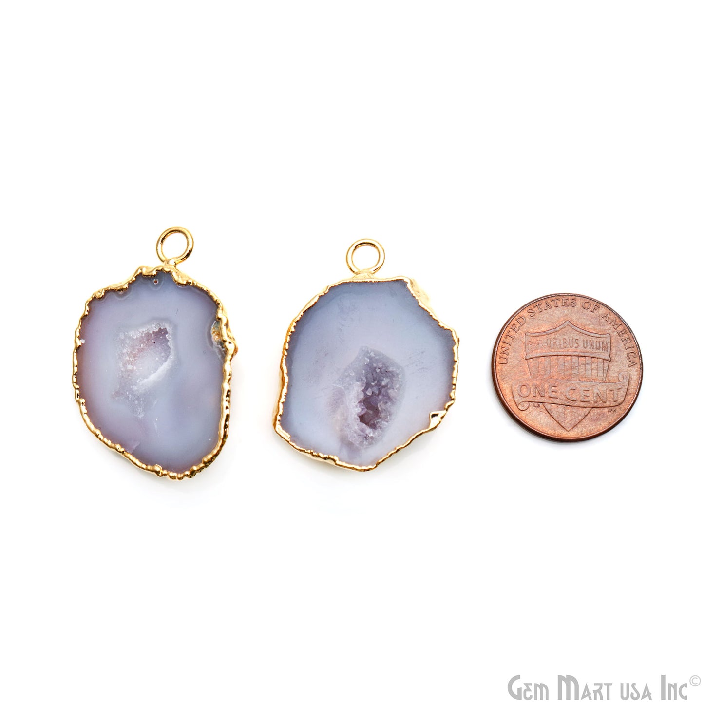 Geode Druzy 31x21mm Organic Gold Electroplated Single Bail Gemstone Earring Connector 1 Pair