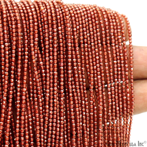 Garnet Rondelle Beads, 13 Inch Gemstone Strands, Drilled Strung Nugget Beads, Faceted Round, 1.5-2mm