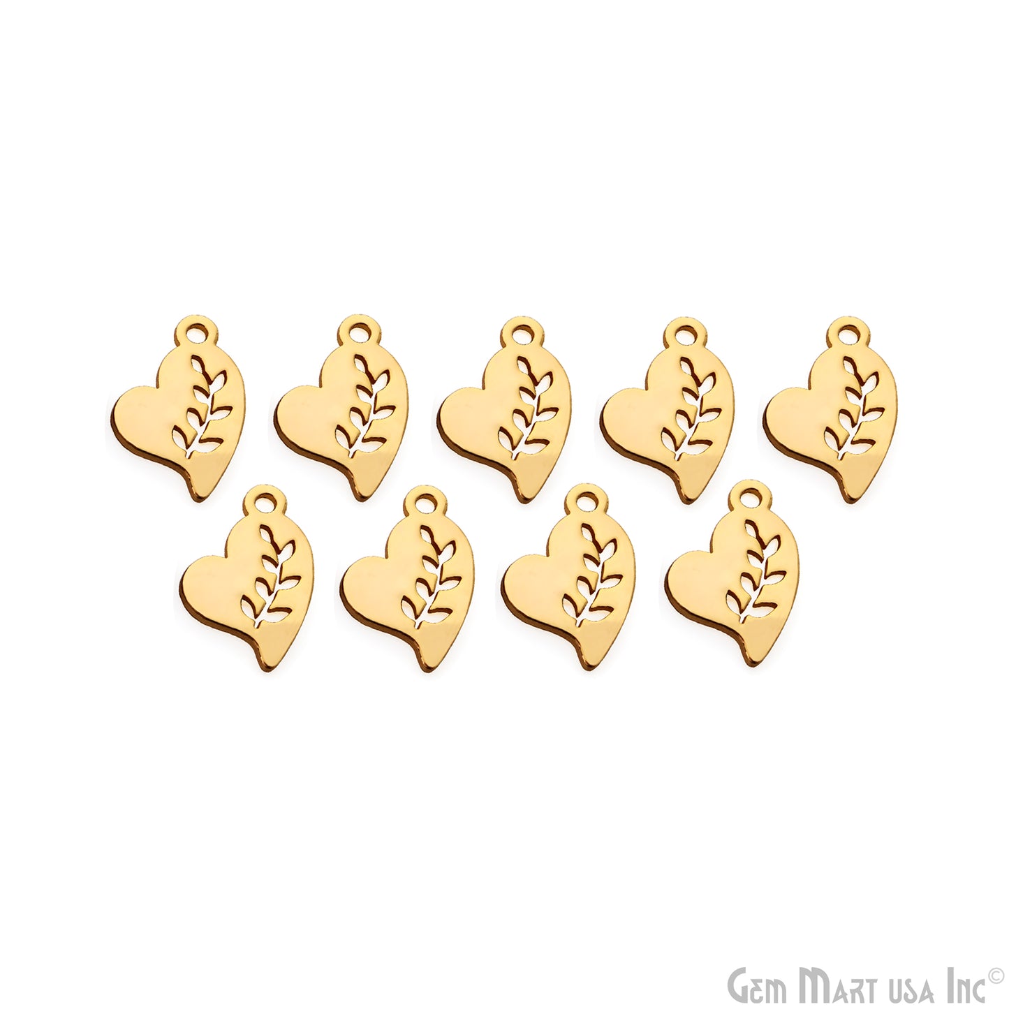 Leaf Shape Charm Laser Finding Gold Plated 14x14mm Charm For Bracelets & Pendants