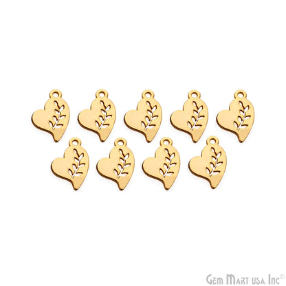 Leaf Shape Charm Laser Finding Gold Plated 14x14mm Charm For Bracelets & Pendants