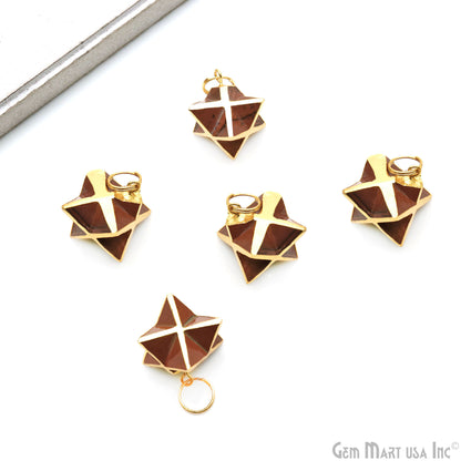 Merkaba Star 25x17mm Gold Electroplated Gemstone Necklace Pendant