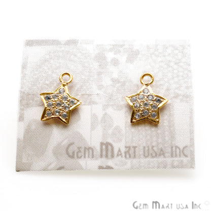 DIY Star Shape Cubic Zircon 12x9mm Gold Plated Single Bail Stud Earring - GemMartUSA