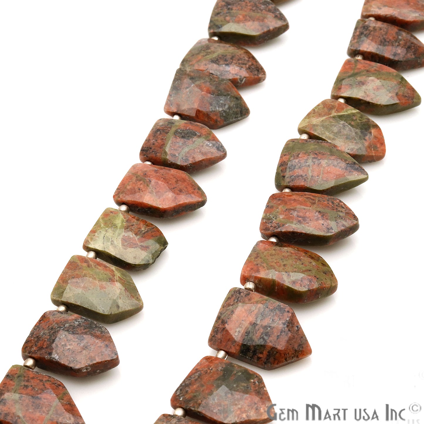 Unakite Pentagon 18x12mm Crafting Beads Gemstone Briolette Strands 8 Inch - GemMartUSA