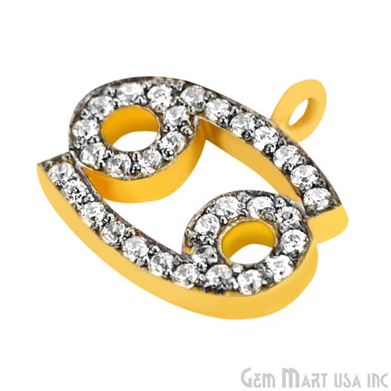 Cancer' CZ Pave Gold Vermeil Charm for Bracelet & Pendants - GemMartUSA