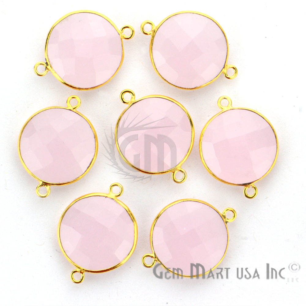 Round 16mm Double Bail Gold Bezel Gemstone Connector