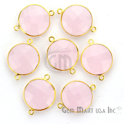 Round 16mm Double Bail Gold Bezel Gemstone Connector