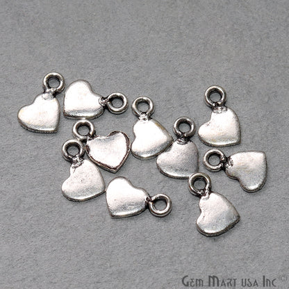 5pc Lot Heart Shape Oxidized 9x6mm Charm For Bracelets & Pendants - GemMartUSA