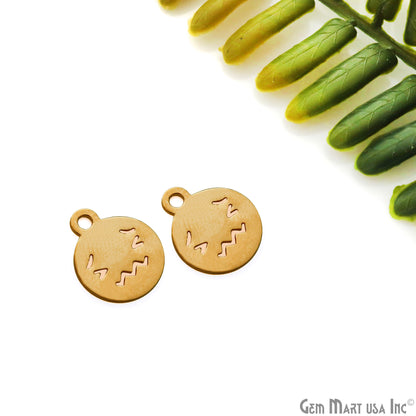 Sad Emoji Face Laser Charm Finding Gold Plated 14.8x12mm Charm For Bracelets & Pendants