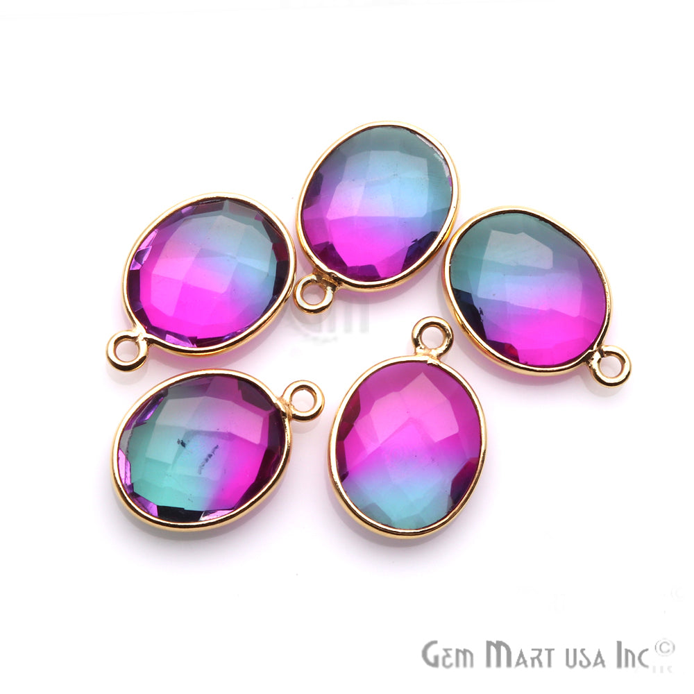 Doublet Aura Quartz 10x12mm Oval Connector (Pick Color,Plating,Bail) - GemMartUSA