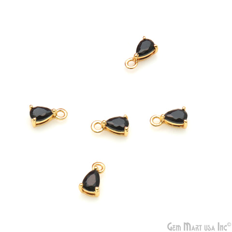 Faceted Pears 5x3mm Prong Gold Plated Single Bail Connector