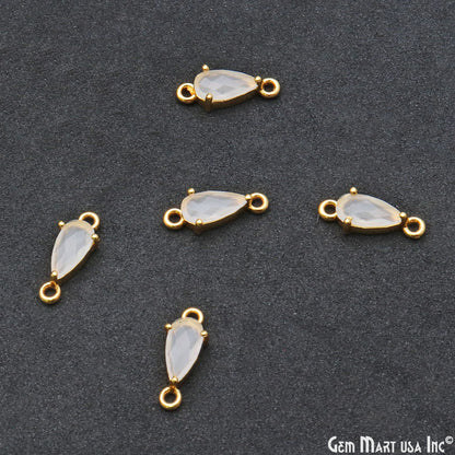 Faceted Pears 8x4mm Prong Gold Plated Double Bail Connector