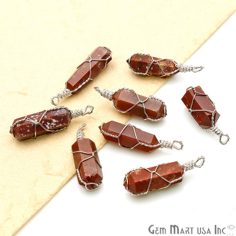 Gemstone Pencil Point Silver Wire Wrapped Healing Pendant (Pick Stone) - GemMartUSA