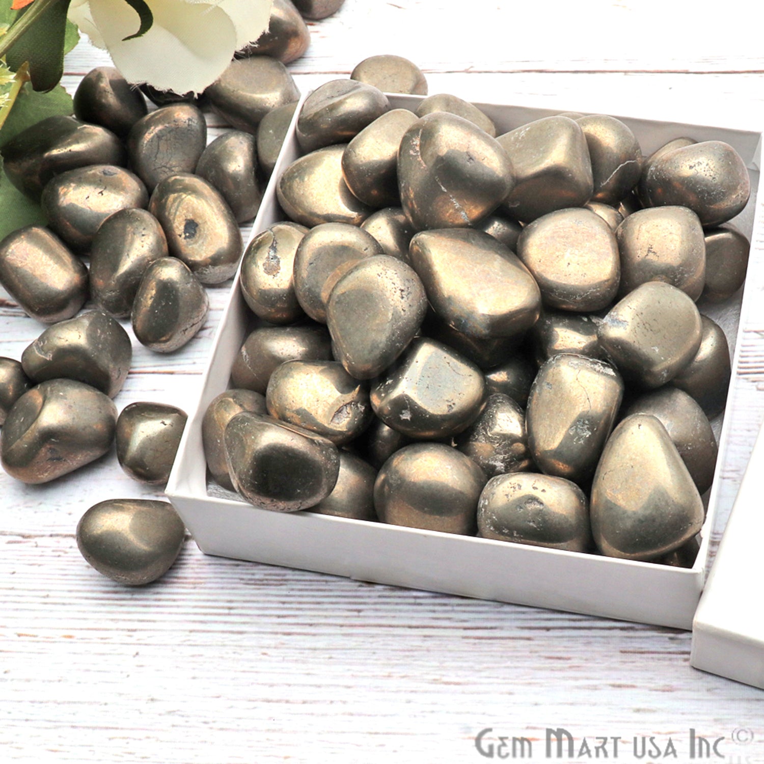 3.53oz Lot Pyrite Tumbled Reiki Healing Metaphysical Beach Spiritual Gemstone - GemMartUSA