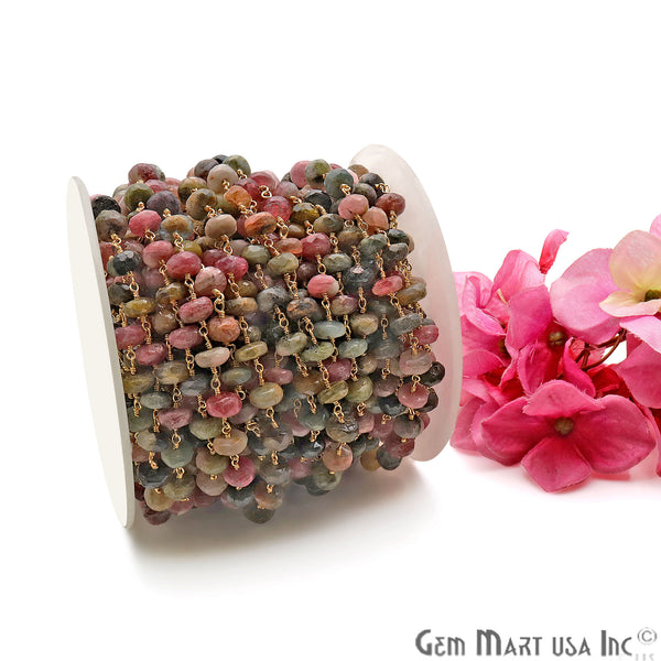 Multi Tourmaline 7-8mm Gold...