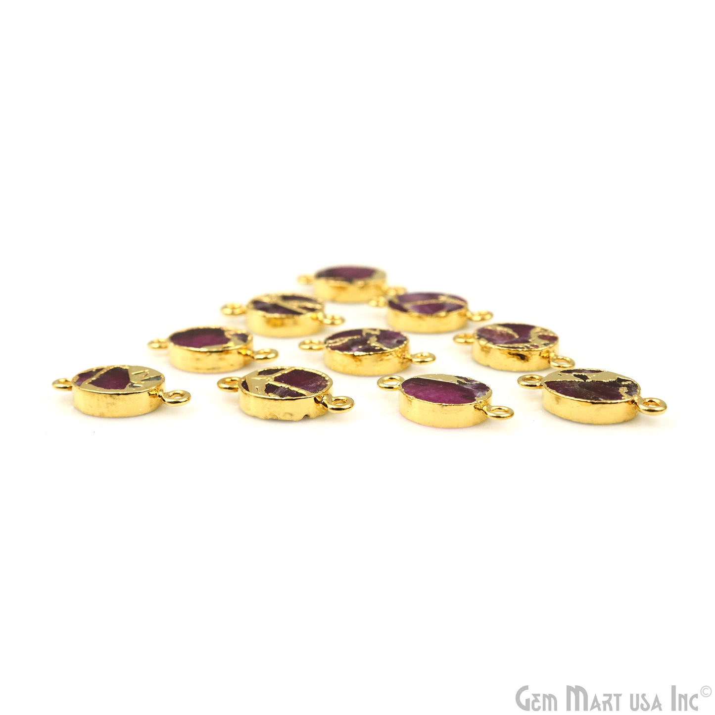 Mohave Oval 10x12mm Double Bail Gold Electroplated Gemstone Connector