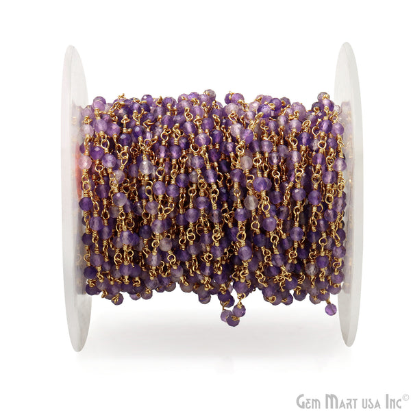 Amethyst Beaded Gold Wire...