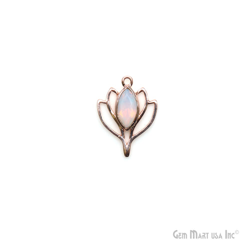 Lotus Flower Shape 25x18mm Rose Gold Plated Single Bail Jewelry Pendant Connector