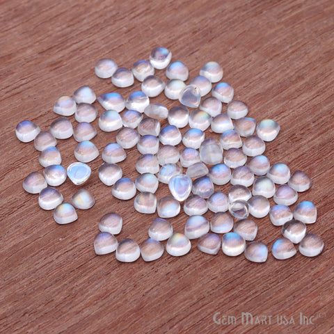 Rainbow Moonstone Cabochon 4mm Heart June Birthstone Loose gemstones - GemMartUSA