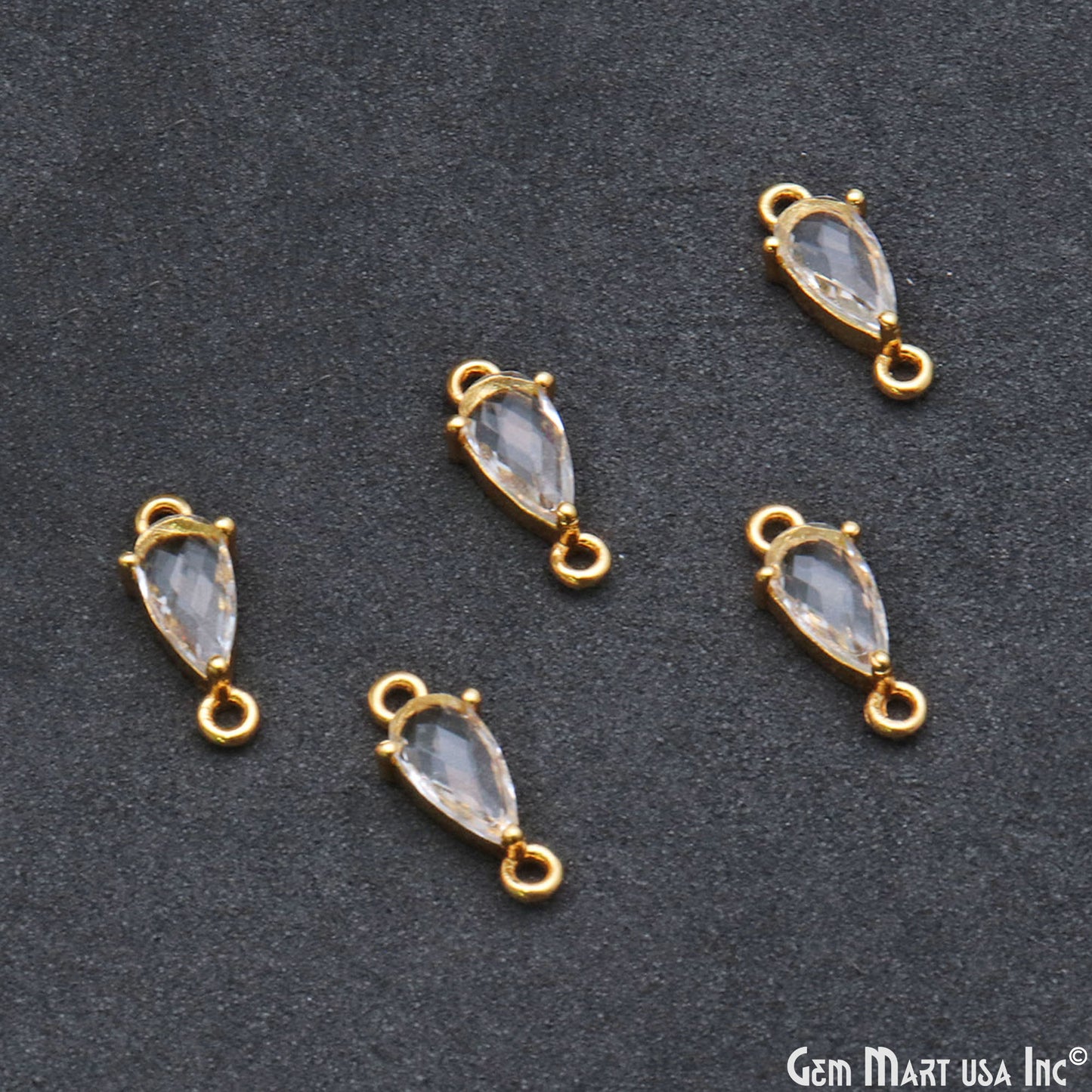 Faceted Pears 8x4mm Prong Gold Plated Double Bail Connector