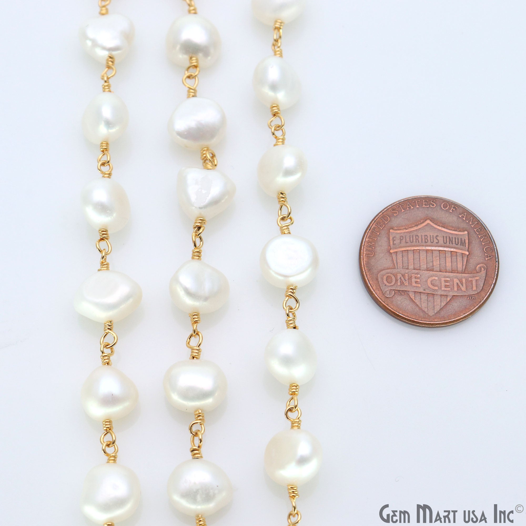 Pearl Gold Plated Wire Wrapped Beads Rosary Chain (763764768815)