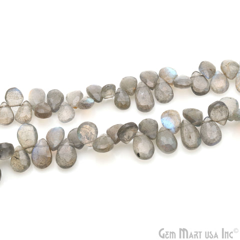 Labradorite 10x6mm Pears Blue Flash Faceted Beads Strands 8" Inch